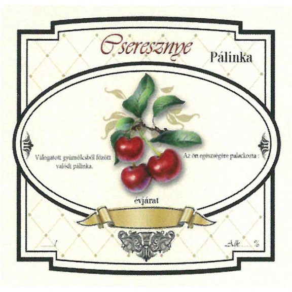 Címke pálinkás 10 db-os new széles Cseresznye Címke pálinkás 10 db-os new széles Cseresznye