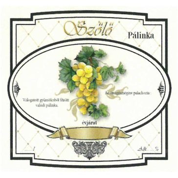 Címke pálinkás 10 db-os new széles Szőlő-fehér