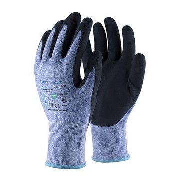   Kesztyű habosított érdesített latex mártás kék/fekete TOP RCL001-8-as méret