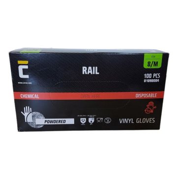 Kesztyű egyszerhasználatos Rail +puder (M) 100db/csom.